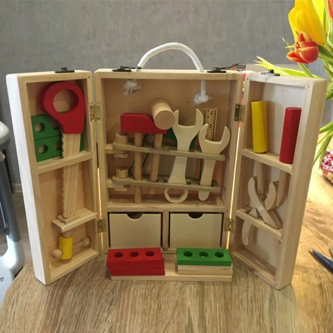 Деревянный инструмент игрушки инструмент для ролевой игры коробка аксессуары набор образовательное Строительство игрушки детские
