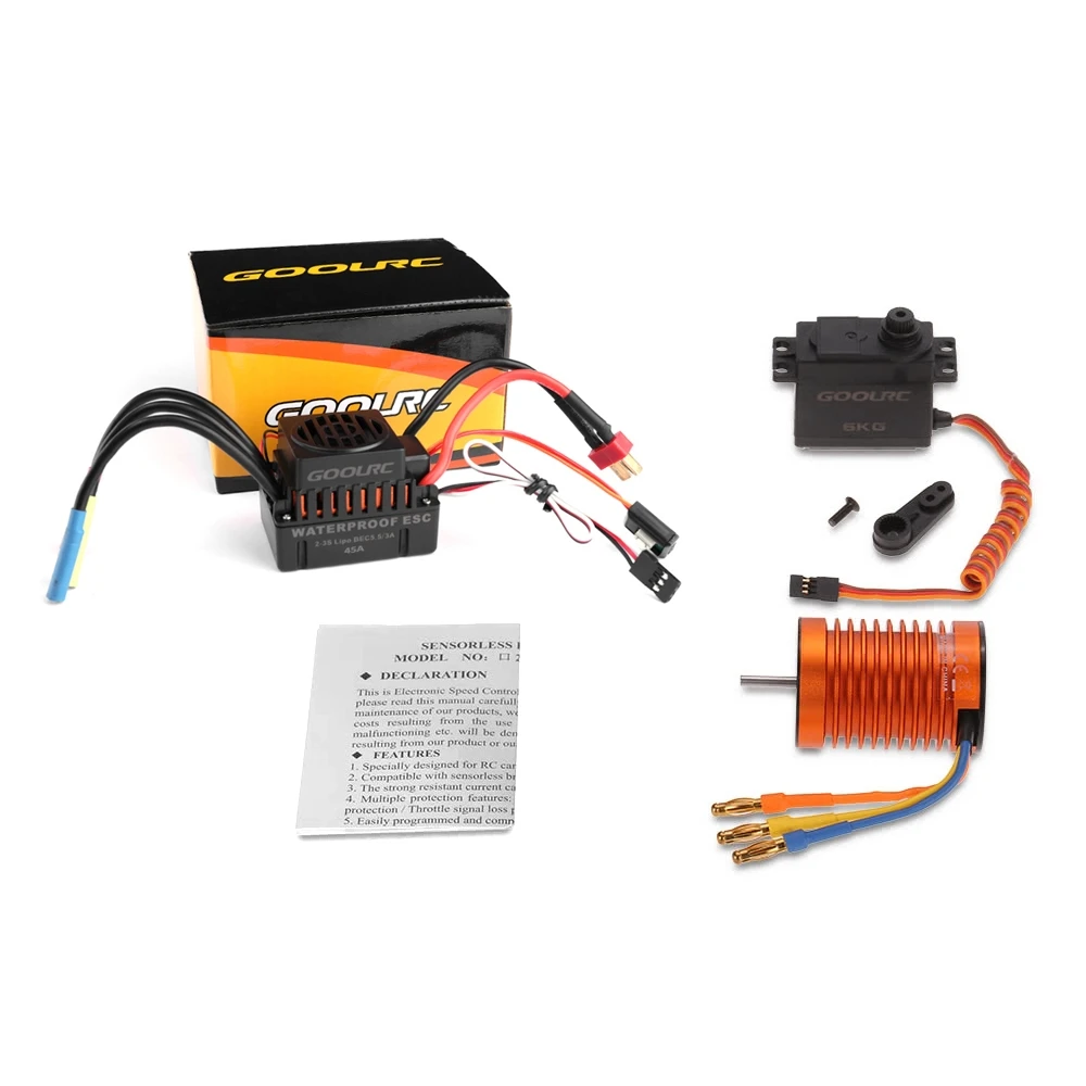 GoolRC F540 3300KV водонепроницаемый бесщеточный двигатель 45A ESC с 6 0 кг металлический