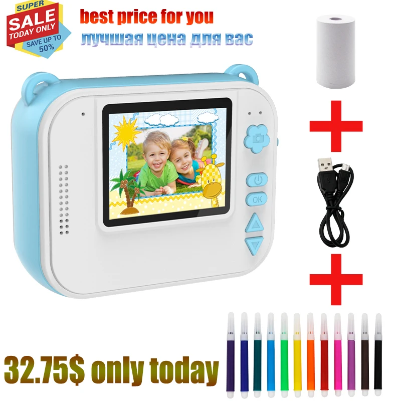 Children's Instant Print Camera With Thermal Printer Kid Digital Photo Girl's Toy Child Video Boy's Birthday Gift |