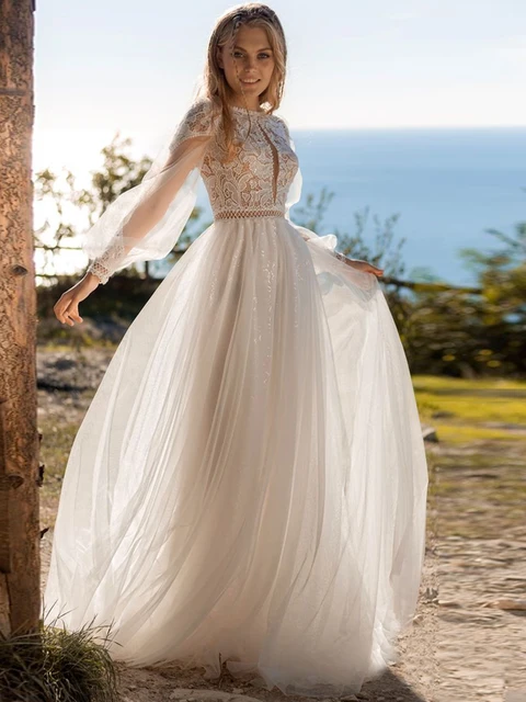 off white boho wedding dress