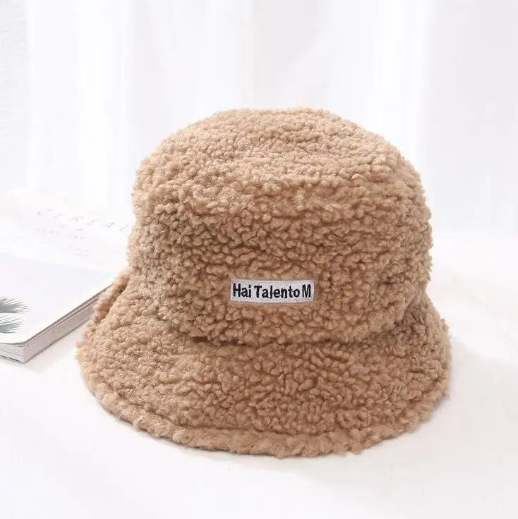 Fashion Winter Hat for Women Fur Bucket Warm Caps Letter Panama Black White Vintage Fisherman bucket Hats шапка женская