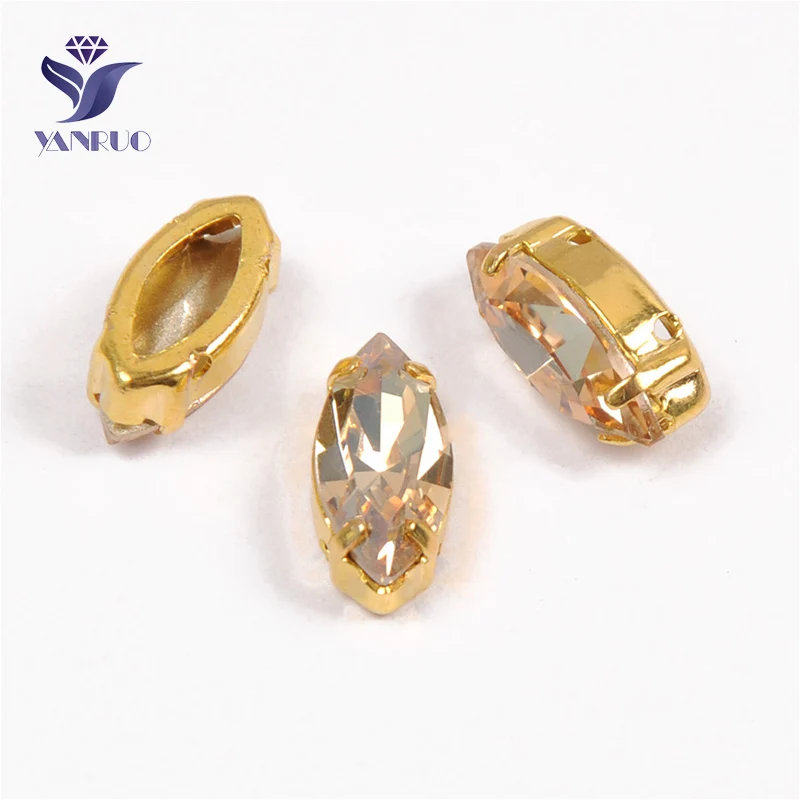With Gold Claw Yanruo 4200 все размеры Золотой Тень Наветт схватка точка спинка Стразы с отверстиями с украшением в виде кристаллов золотые стразы для рукоделия - Цвет: With Gold Claw