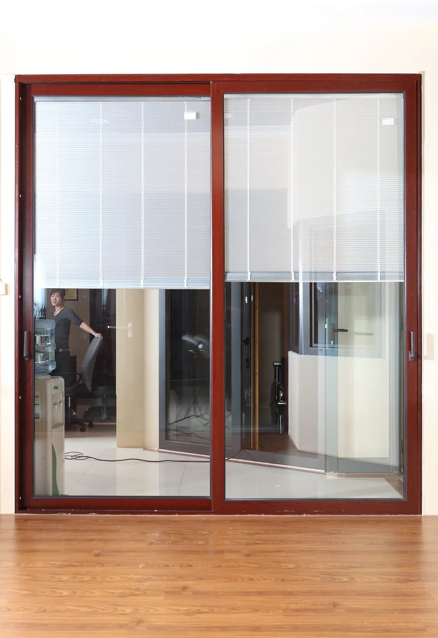 Customized Commercial Aluminum Glass Patio Sliding Door with Builtin