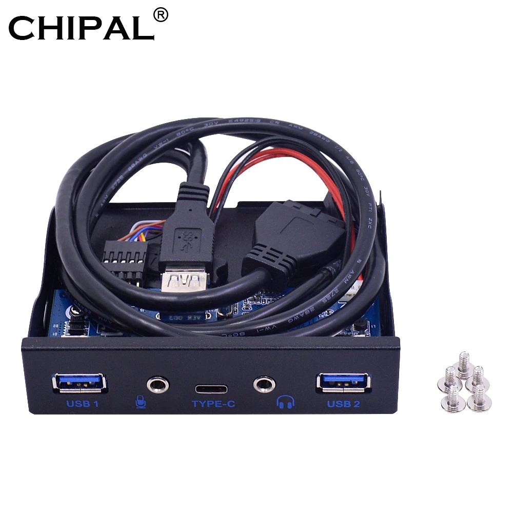 

CHIPAL USB 3.1 TYPE-C USB 3.0 Floppy Panel with 3.5mm Audio Interface TYPE C HUB Expansion Adapter for Desktop 3.5" Floppy Bay