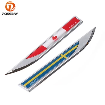 

POSSBAY Universal Car Side Fender Knife Stickers Swedish Canada Flag Metal Emblem Badge Decals Decoration Stickers Car Styling