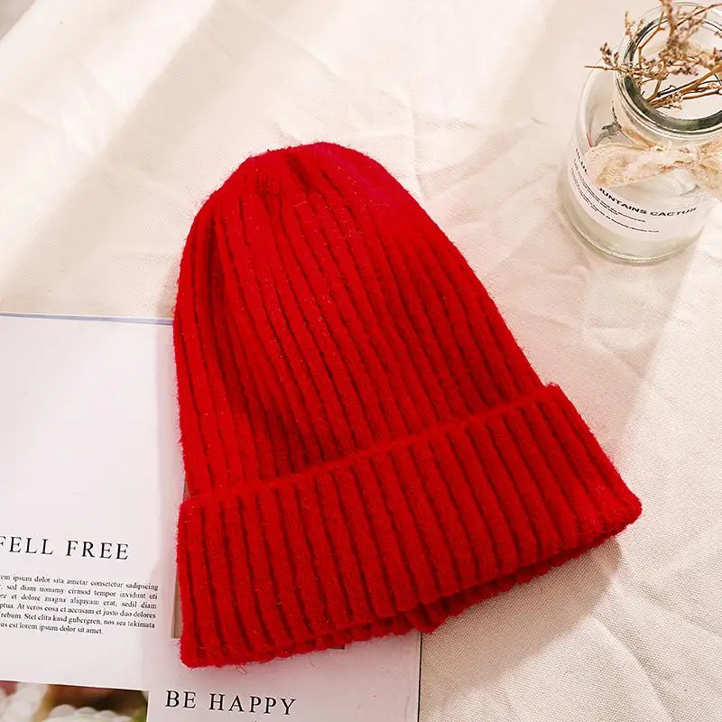 COKK новые модные вязаные шапки для женщин осень зима мягкие мужские Skullies Beanie трикотажные Gorras сплошной цвет хип-хоп шапка для мальчиков и девочек - Цвет: red