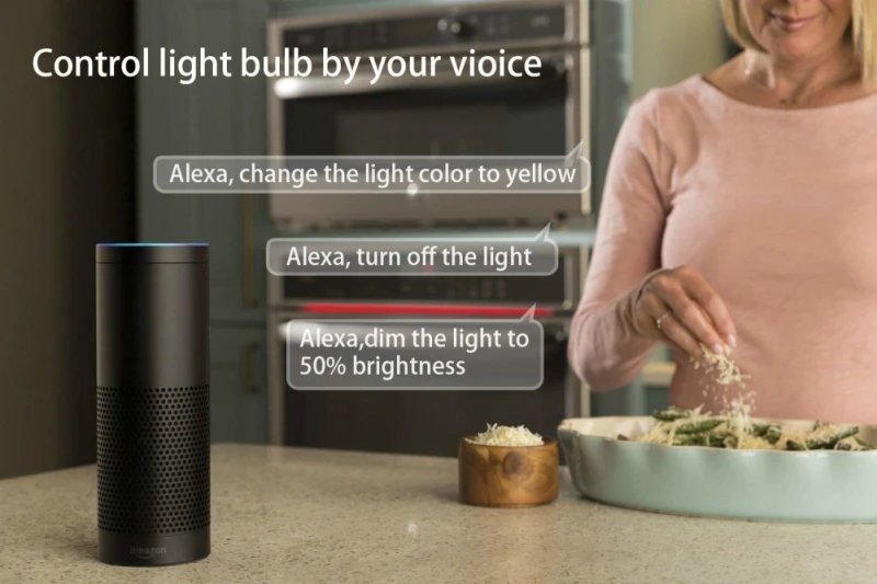 7 Вт E27 WiFi умный светильник, Диммируемый, многоцветный, пробуждение светильник s, RGB светодиодный светильник, совместимый с Alexa и Google Assistant