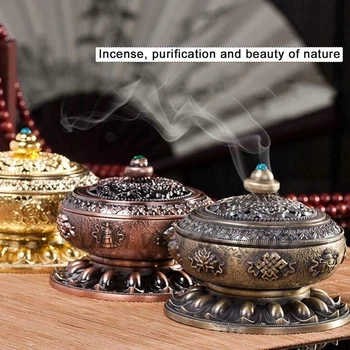 

Vintage Alloy Lotus Shape Incense Burner Censer Holder for Cone stick Coil Office Room Tea House Home Decoration Gift
