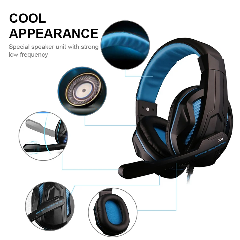 Computer PC Gamer Wired Headphone With Microphone Over ear 3 5 Jack Gaming Headset Stereo Bass Helmet For PS4 Phone Laptop Kids