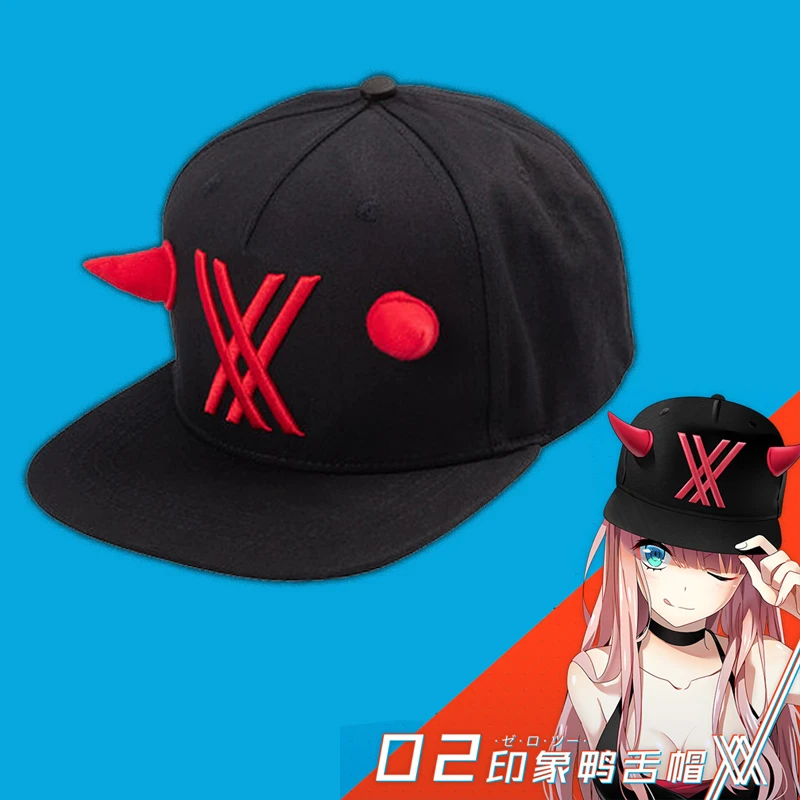 

Darling In The Franxx 02 Baseball Cap Japanese Anime Cosplay Hat ZERO TWO Theme Cap Adjustable Sun Caps Prop Accessories