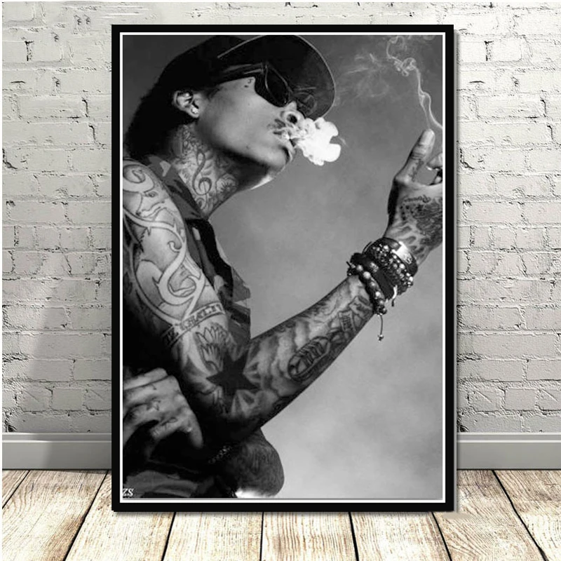 New Wiz Khalifa Poster Prints Rapper Singer Hip Hop Music Star Oil Painting Canvas Art Wall Pictures For Living Room Home Decor | Дом и сад