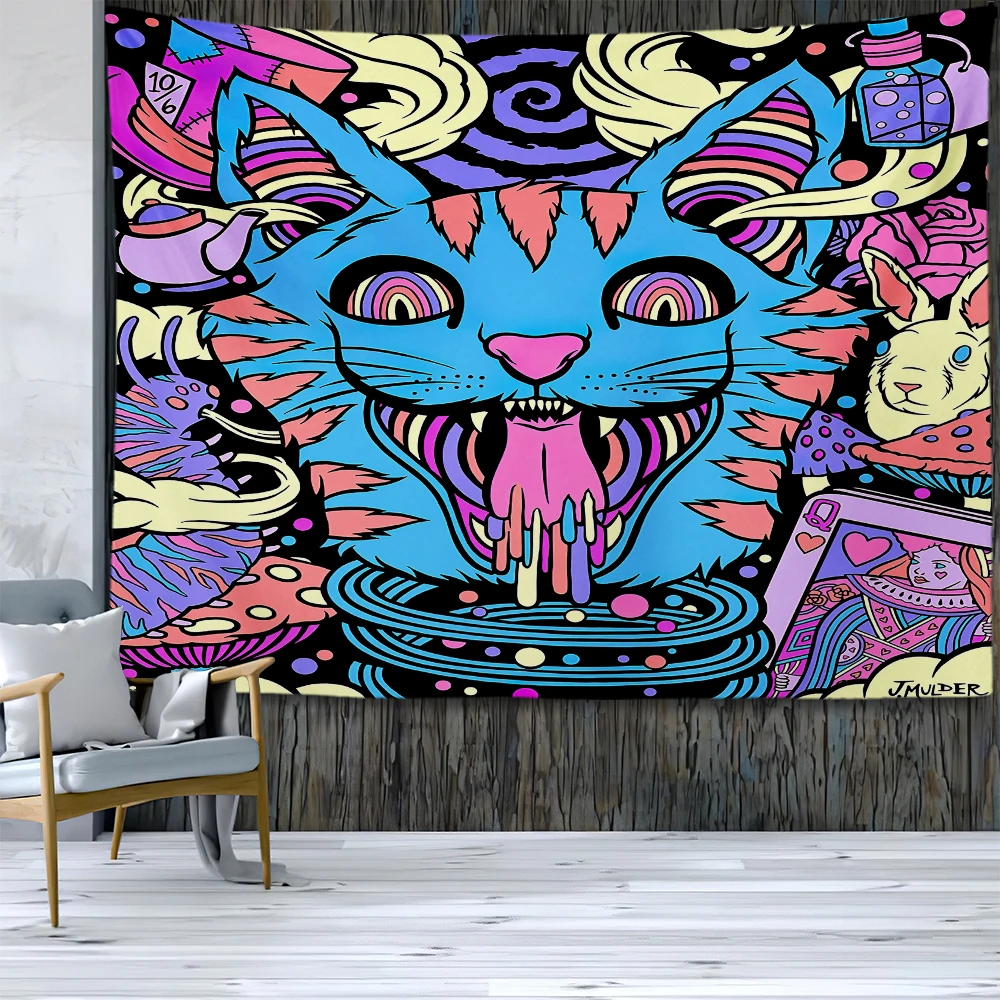 Mental illness psychedelic fabric wall hanging mandala moon sun hippie bohemia ceiling decoration room decor aesthetic | Дом и сад