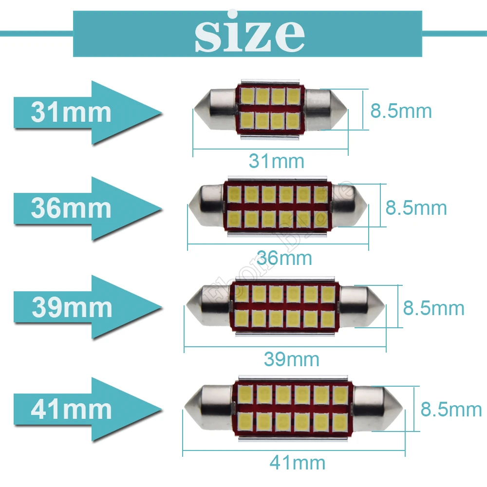 Festoon Bulb Size Chart