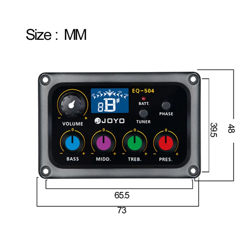 Joyo EQ-504 4 полосным гитары эквалайзер с тюнер для акустической гитары цветная ручка Музыкальные инструменты "сделай сам"