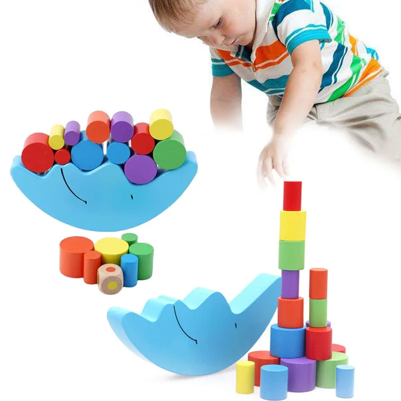Деревянная Луна балансирующая игра развивающие строительные блоки Дети Геометрическая Монтессори балансирующая игрушка ребенок раннего обучения игрушка