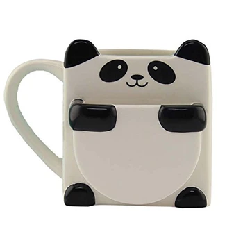 

3D Cartoon Panda Coffee Mugs Double Biscuits Ceramic Tea Cups Creative Mark Drinkware Christmas Gifts CNIM Hot