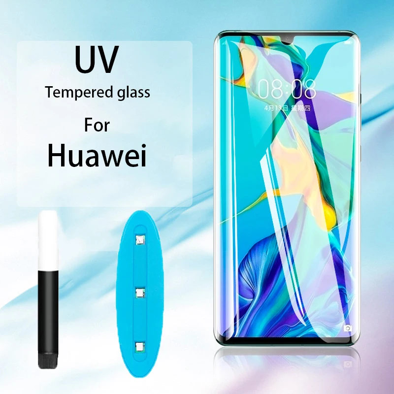 Прозрачное изогнутое УФ жидкое закаленное стекло для Huawei Mate 30 20 Pro Защита экрана