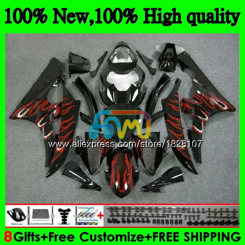 Средства ухода за кожей для YAMAHA YZF R 6 YZF 600 YZF-600 YZFR6 06 Красный Пламя 07 53BS. 24 YZF R6 06-07 600CC YZF600 YZF-R6 2006 2007 OEM обтекатели