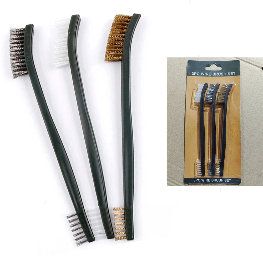 Juego de cepillos de alambre de acero para coche, cepillo limpieza de nailon y abrillantador de óxido, amoladora, máquina ajuste, artilugios, 3 piezas|Esponjas, paños y cepillos| -