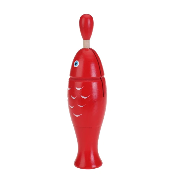 10-Bell Jingle Shaker Rainbow Color Stick Red Wooden Block Fish Kids Musical Toy