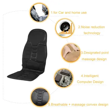 

Electric Portable Heating Vibrating Back Massager Chair In Cussion Car Home Office Lumbar Neck Mattress Pain Relief Back Massage