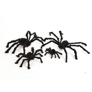 

Halloween Props Natural Hanging Decoration Outdoor Courtyard Layout Plush Toys Lifelike Giant Black Spider