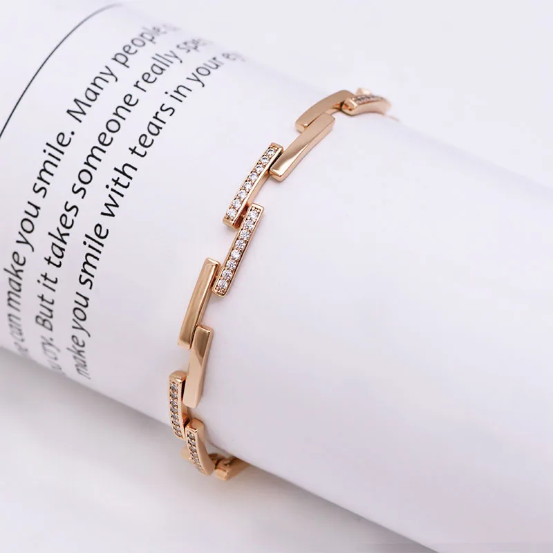 Zircon Bracelet 19 cm For Women Gold Color Fashion Jewelry Lead and Nickel Free