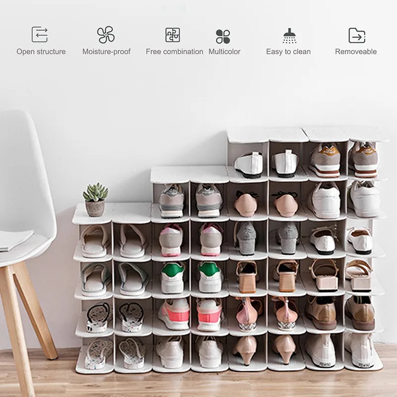 Multistrato Semplice Scarpiera Fai da-da-ballo Facile assemblato Ripiano  per scarpe Stivali salvaspazio Scarpe Organizer Stand Holder Home Dorm Shoe  Cabinet