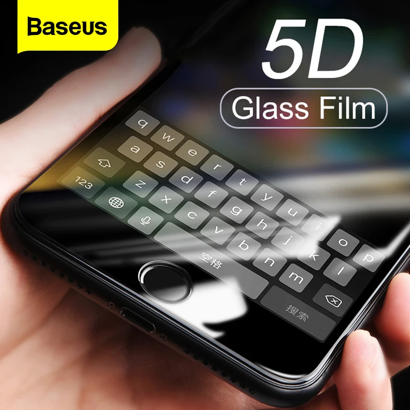 Baseus 5D Screen Protector Tempered Glass For iPhone 8 7 Plus Full Cover Protective Toughened Glass Film For iPhone 8plus 7plus