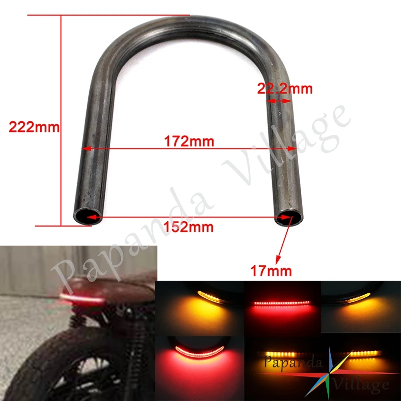 

7/8" 1" Modified Universal Cafe Racer Seat Frame Hoop Loop Brat Style w/ LED Tail Brake Turn Singal Lamp for Honda Yamaha Suzuki