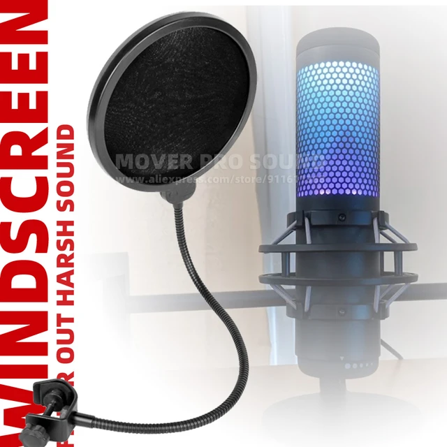 QuadCast Mic Pop Filter - Windscreen Mask Shield Compatible with