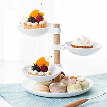 

4 Layers Dried Fruit Plates Rotary Cake Desserts Stand Pastry Candy Snack Tray Dishes Kitchen Storage Party Cupcake Stand