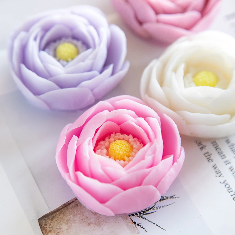 Peony Flower Handmade Soap Silicone Mold DIY Silicone Soap Molds Making Candle Mold Fondant Cake Decor Chocolate silicone mold