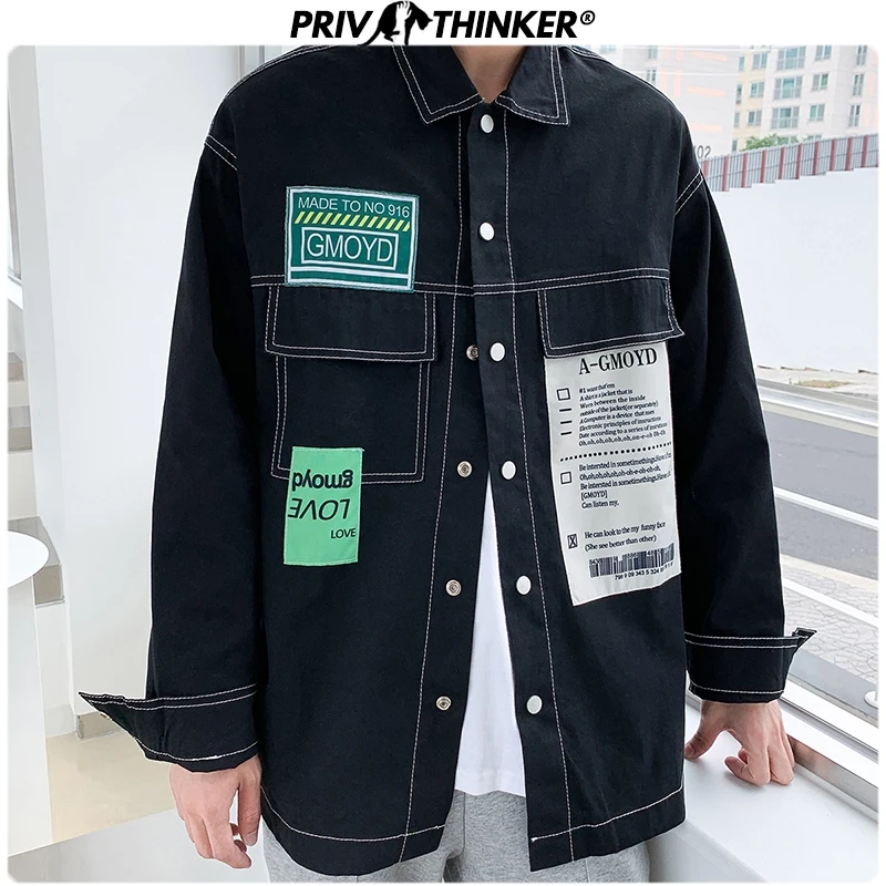 Privathinker мужские корейские осенние хлопковые куртки, мужские хип-хоп куртки с принтом, Мужская Уличная Повседневная модная одежда больших размеров