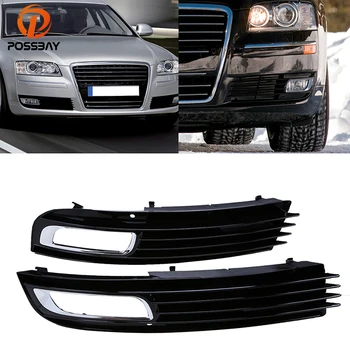 

POSSBAY Lower Bumper Fog Lamp Cover Fog Light Grill for Audi A8 D3 2007 2008 2009 2010 facelift Black Car Side Grilles Vent