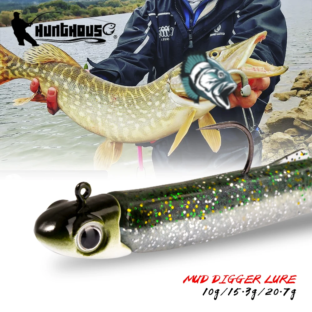 Hunthouse Fishing Black Minnow Soft Lure Jig Head 25g 40g 60g 90mm 110mm  125mm Wobbler Swimbait Bass Pike Perch Leurre Souple