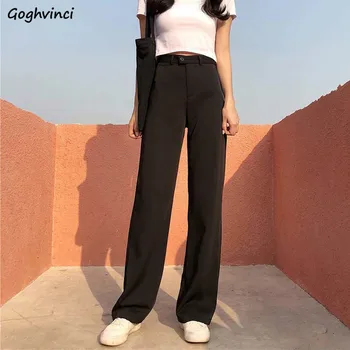 

Pants Women High Waist Breathable Wide Leg Long Trousers Korean Style Loose All-match Black Korean Style Harajuku Womens Summer