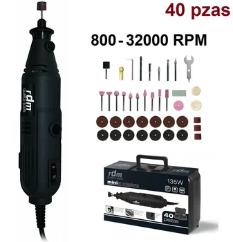 

Mini Amoladora profesional fresadora 800 - 32000 RPM regulador potencia 40 Pzas