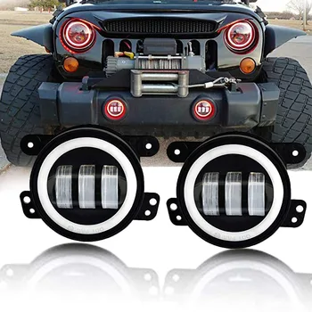 

4Inch Round Led Fog Lights 30W 6000K White Halo Ring DRL Off Road Fog Lamps For Jeep Wrangler JK TJ LJ Dodge Journey