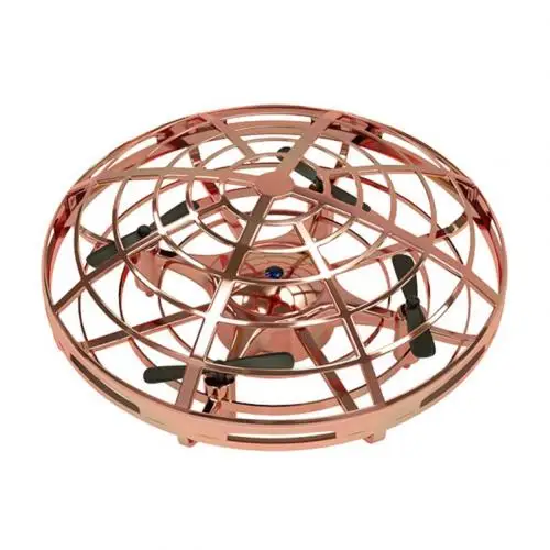 Мини малыш 4 оси НЛО 360 градусов вращения Летающий светодиодный индукционный ручной летающий самолет игрушка индукционный беспилотник детская электронная игрушка - Цвет: Golden