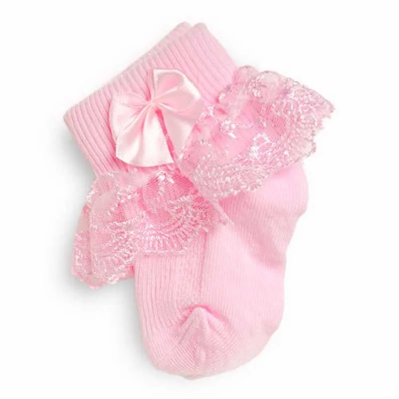 pink 10 пара/лот, хлопковые кружевные Гольфы с оборками для маленьких девочек милые красные, белые, желтые носки-пачки принцессы - Цвет: pink