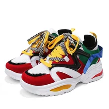 Спортивная женская обувь, увеличивающая рост; обувь EAF; женские кроссовки на не сужающемся книзу массивном каблуке; женские разноцветные кроссовки; Цвет белый; Chaussure Femme