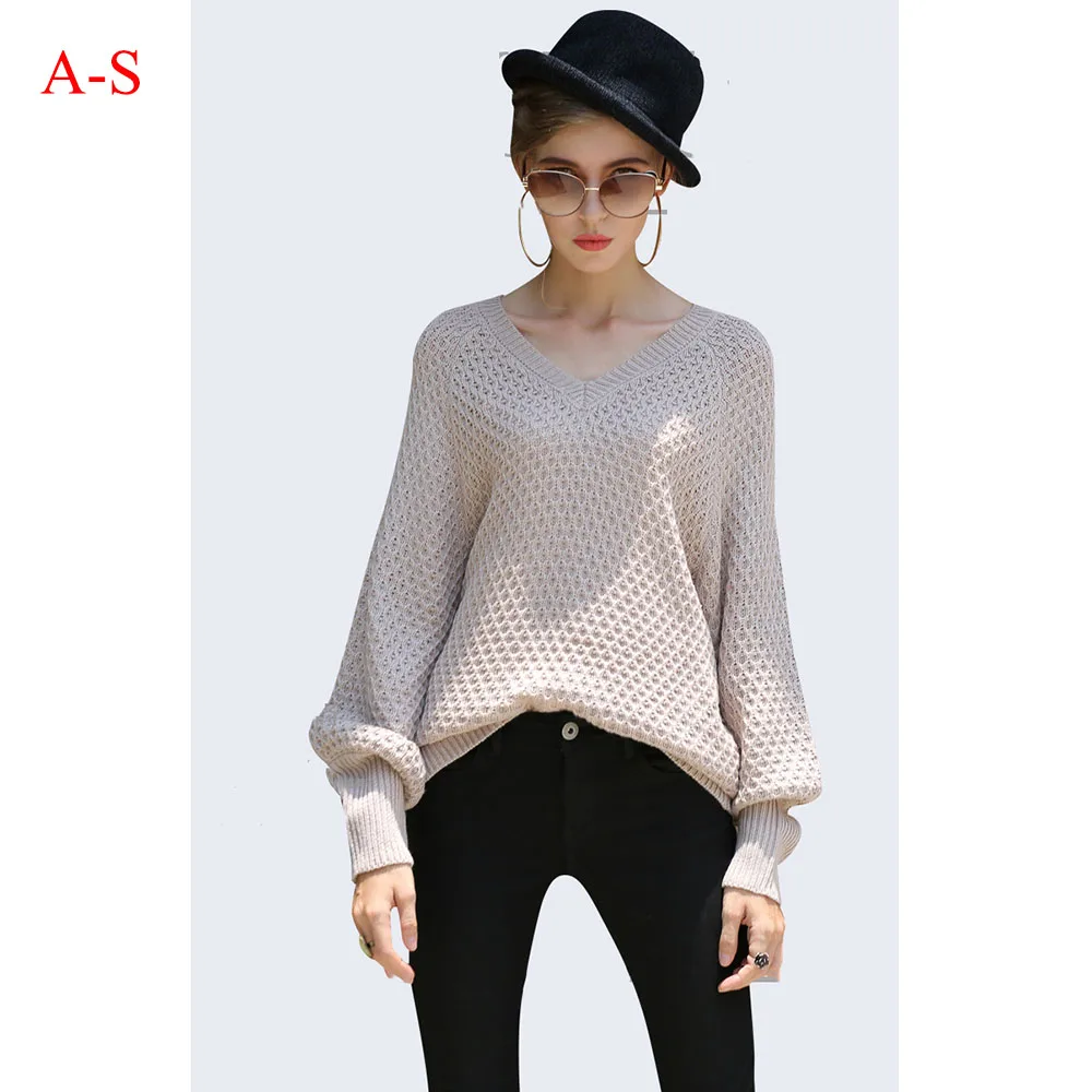 

2019 New Autumn And Winter European and American Loose Woman V-Neck Knits Sweater Hollow Clothes