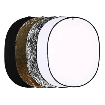 

5 In 1 Photography Lighting Reversible Backdrop Multi Disc Non-Slip Photo Studio Reflector Portable 90x120CM Oval Collapsible