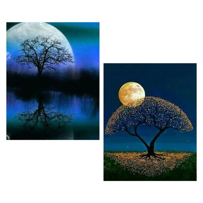 

5D Diamond Painting Full Drills Crystal Embroidery Paintings Pictures Arts Craft for Adults or Kids (Moon Tree)