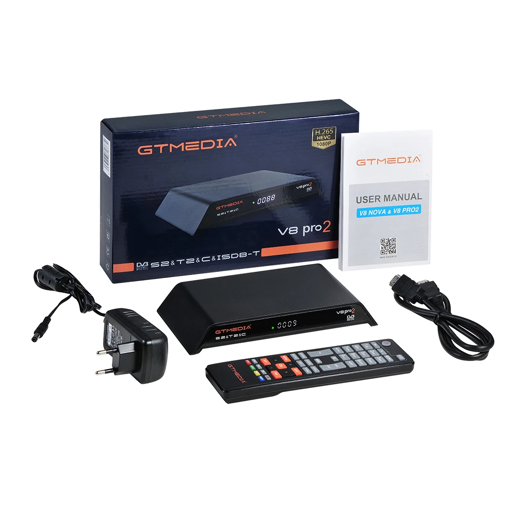 2 шт./лот GTMedia V8 Gtmedia pro2 H.265 Full HD DVB S2 T2 C обновления спутниковый ресивер v8 Золотой