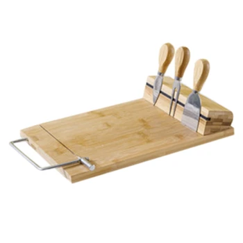 

Bamboo Cheese Board Bamboo Cutting Board Four-Piece Stainless Steel Knife Set Bamboo Cheese Board