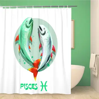 

Bathroom Shower Curtain Creative Digital of Astrological Sign Pisces Twelfth Twelve Polyester Fabric 72x78 inches Waterproof