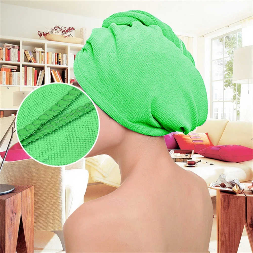 Банное полотенце из микрофибры 30x70 см, быстросохнущее женское банное полотенце, полихроматическая шапка для волос, шапка-тюрбан, повязка на голову, купальные инструменты - Цвет: Dark green