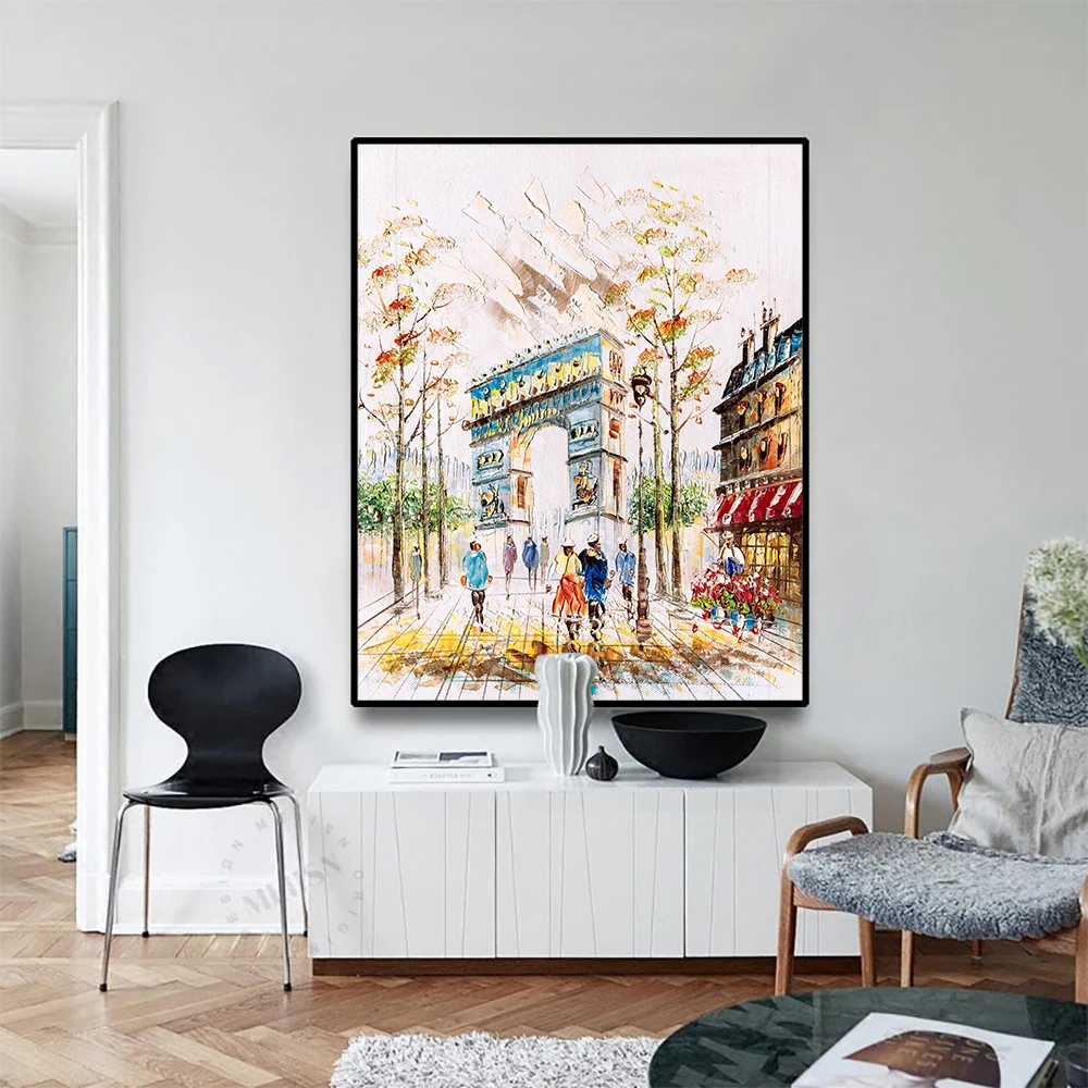 Canvas Art Oil Painting Arc de Triomphe Tourists Art Poster Picture Wall Decor Modern Home Decoration For Living room Office Canvas Art Oil Painting Arc de Triomphe Tourists Art Poster Picture Wall Decor Modern Home Decoration For Living room Office